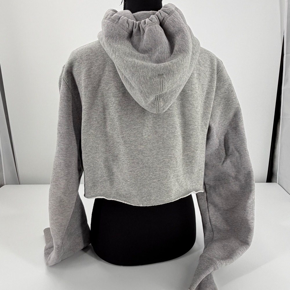 Nike Arkansas Razorback Football Cropped Hoodie Med Gray Raw Hem NCAA Sweatshirt - Picture 3 of 7